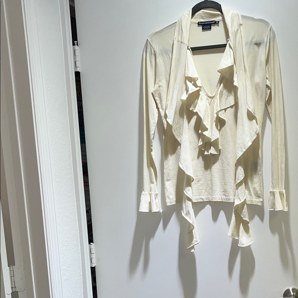 NWOTs Size XS Ralph Lauren Sport Cream Long Sleeve Blouse